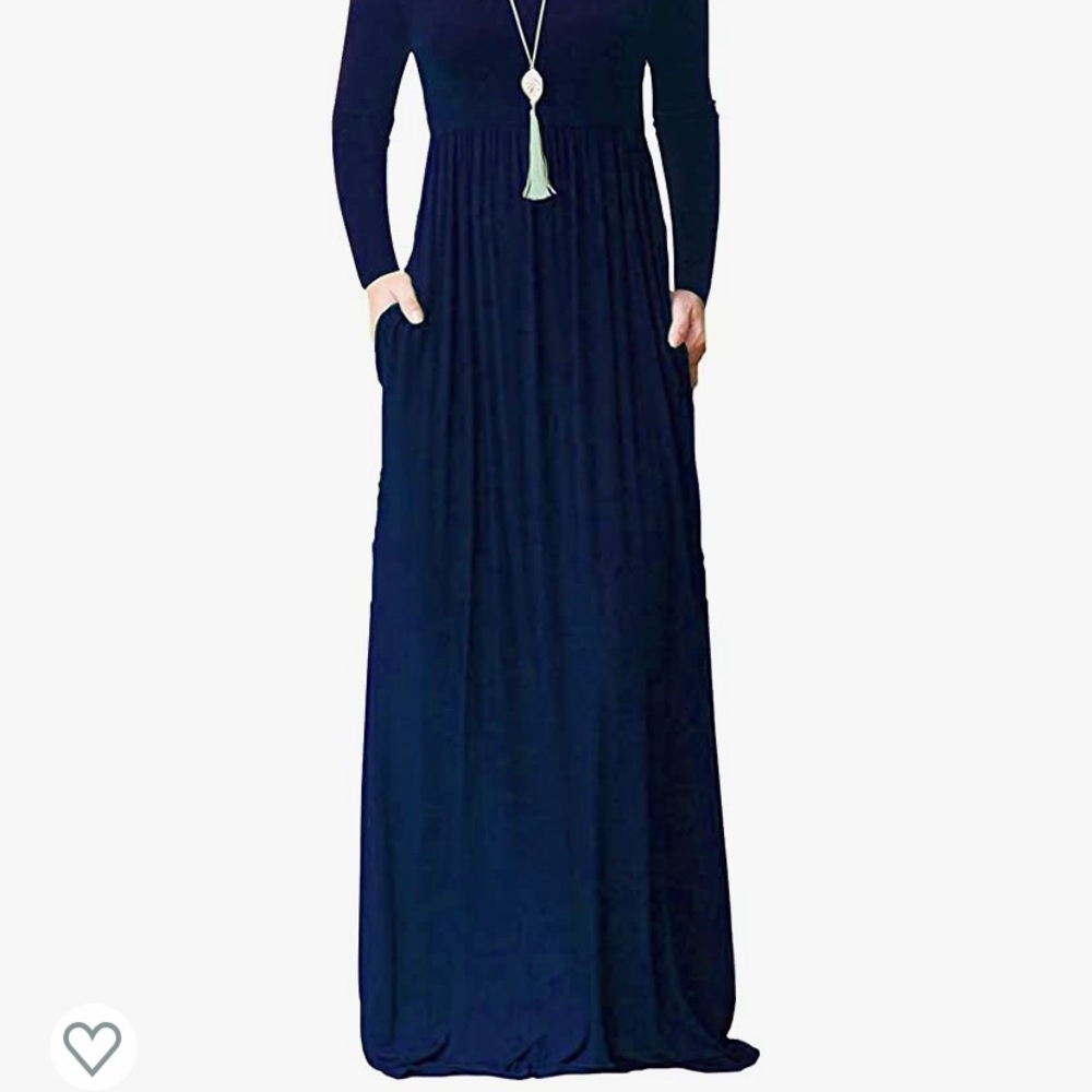 Navy Long Sleeve Maxi Dress